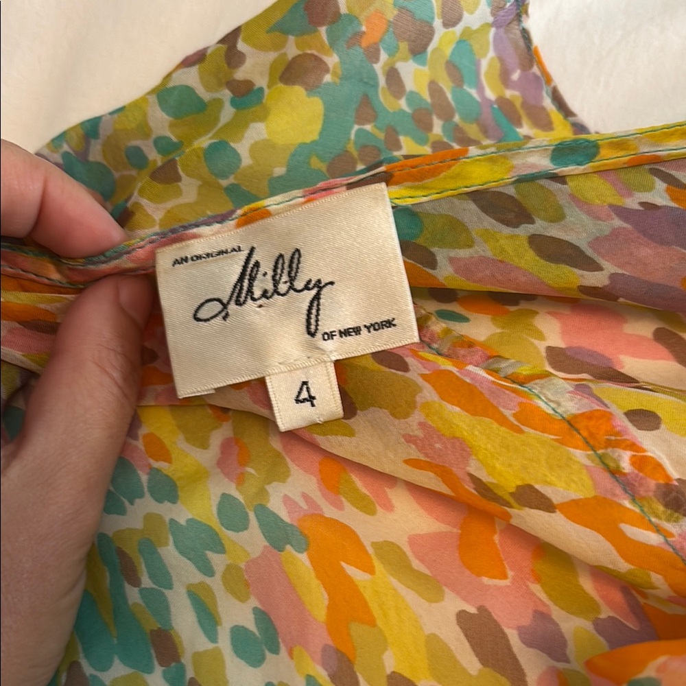 Milly Multicolor Patterned Blouse 100 Percent Silk - image 2